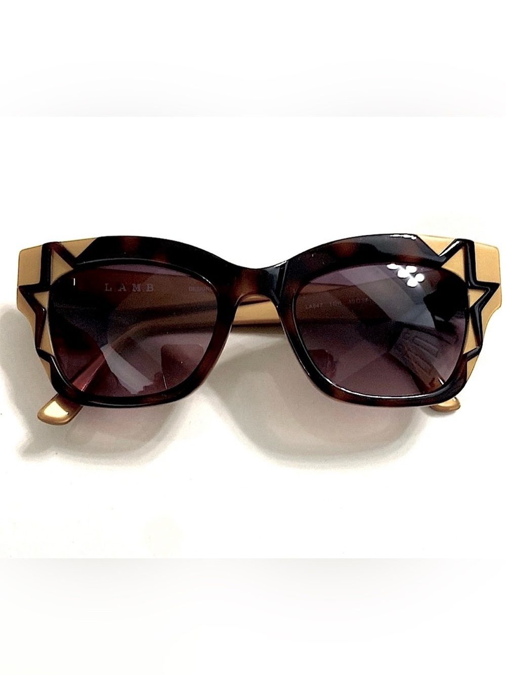 L.A.M.B. Oversized Tortoiseshell Sunglasses with Brown Gradient Lenses